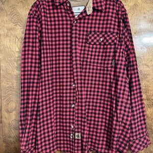 Legendary Whitetails Red and Black Casual Button Down Shirt